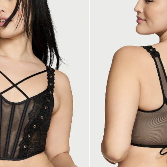 Very Sexy Rose Lace & Grommet Strappy Corset Top SIZE S - M - Picture 3 of 3